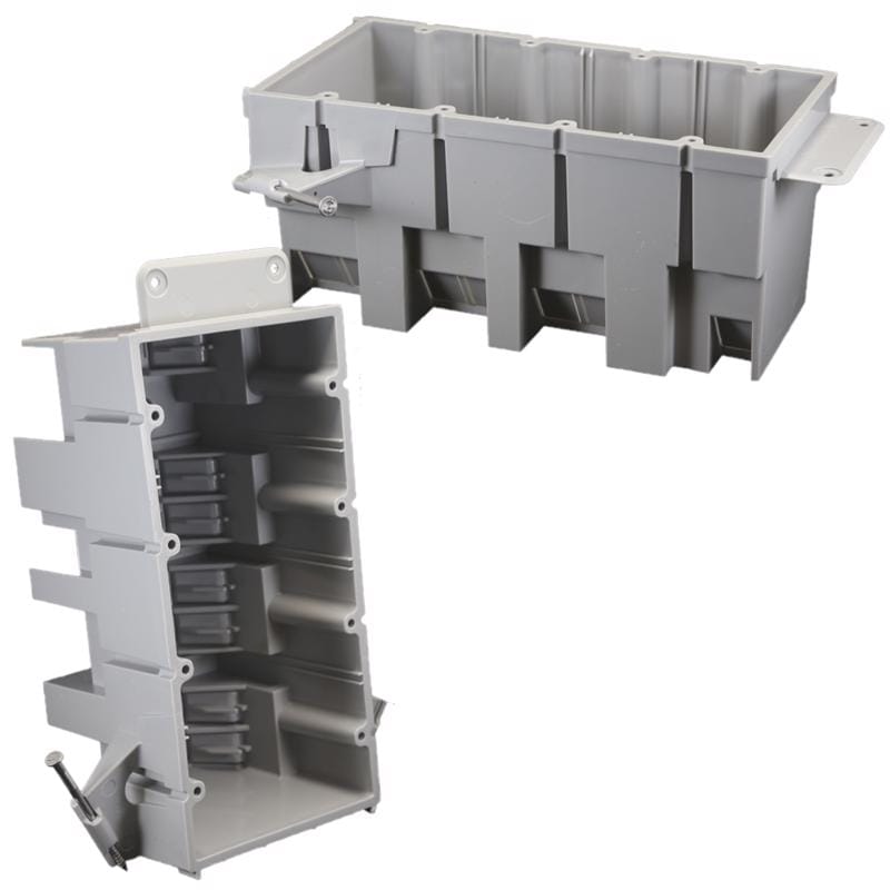 Cantex EZ64QN-HW EZ Box New Work 64 cu in Rectangle PVC 4 gang Outlet Box Gray