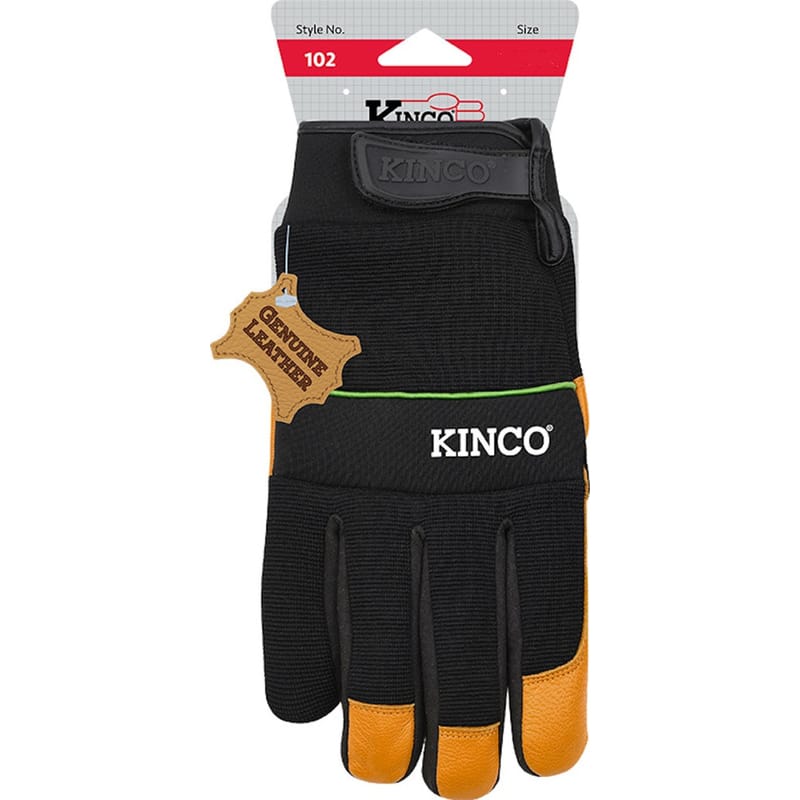 Kinco 102-XL Premium Men's Indoor/Outdoor Hybrid Driver Gloves Black/Orange XL 1 pair