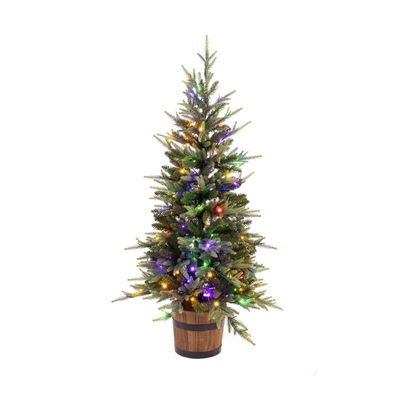 Celebrations 24-01045A 4 ft. Full LED 150 ct Maclura Pine Sparkle w/Barrel Stand Christmas Tree