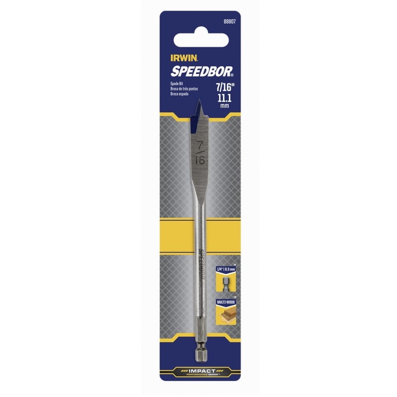Irwin 88807 Speedbor 7/16 in. X 6 in. L Carbon Steel Wood Boring Bit Hex Shank 1 pc
