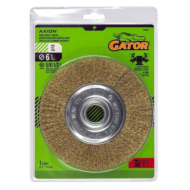 Gator 389868 6 in. Fine Cable Twist Wire Wheel Brush Brass Coated Steel 4500 rpm 1 pc