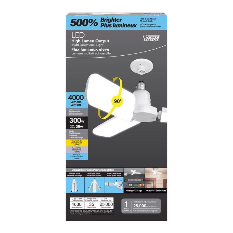 Feit ADJ40003CCTLED Wide Surface E26 (Medium) LED Garage Bulb Bright White 300 Watt Equivalence 1 pk