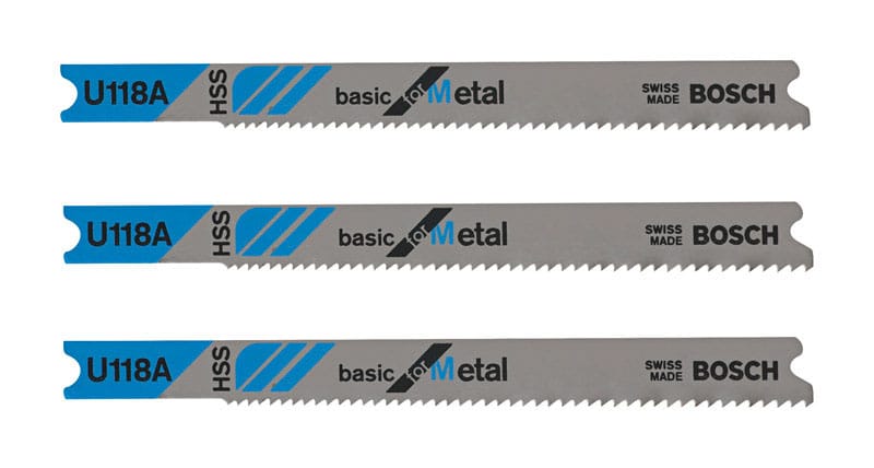 Bosch U118A3 3-1/8 in. High Carbon Steel U-Shank Wavy set and milled Jig Saw Blade 24 TPI 3 pk