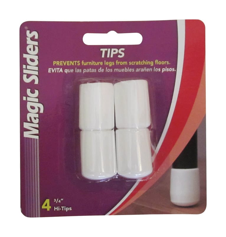 Magic Sliders 94377 Vinyl Leg Tip White Round 3/4 in. W 4 pk