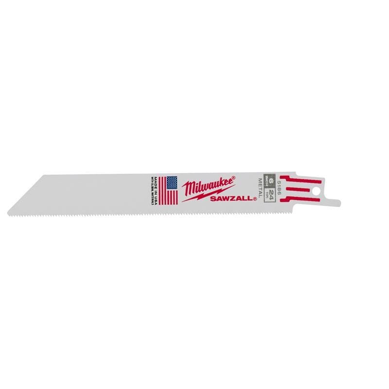 Milwaukee 48-00-5186 Sawzall 6 in. Bi-Metal Double Duty Upgrade Reciprocating Saw Blade 24 TPI 5 pk