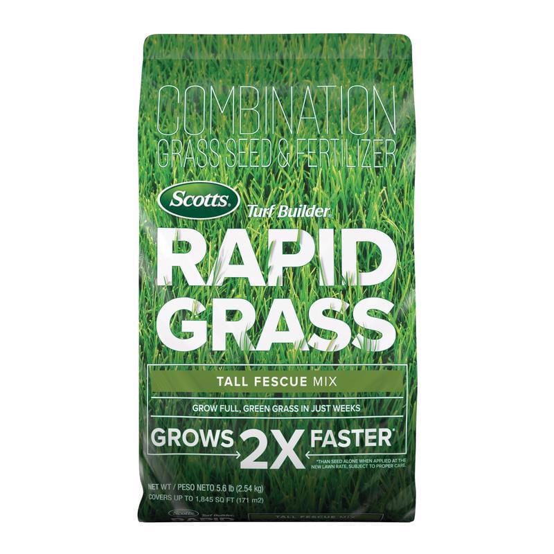 Scotts 18222F Turf Builder Rapid Grass Tall Fescue Grass Sun or Shade Grass Seed and Fertilizer 5.6 lb