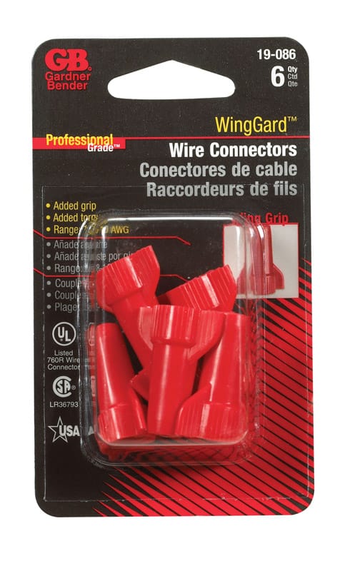 Gardner Bender 19-086 WingGard 22-6 Ga. Copper Wire Wire Connector Red 6 pk