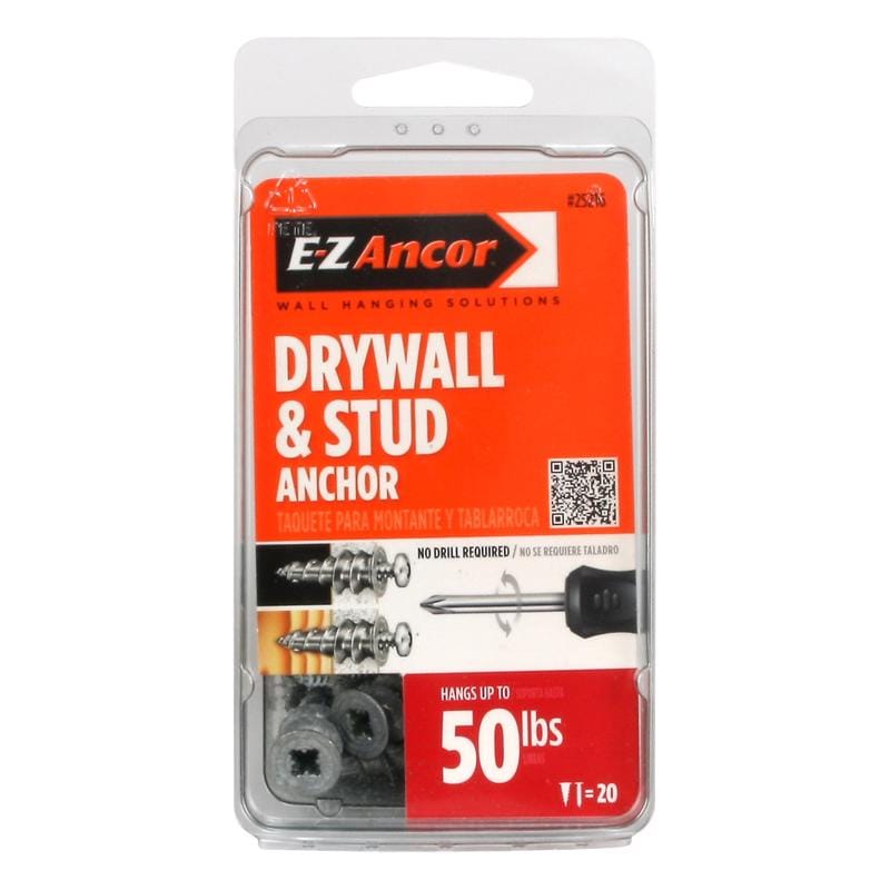 E-Z Ancor 25216 1/4 in. D X 1-1/4 in. L Nylon Ribbed Head Drywall Anchors 20 pk