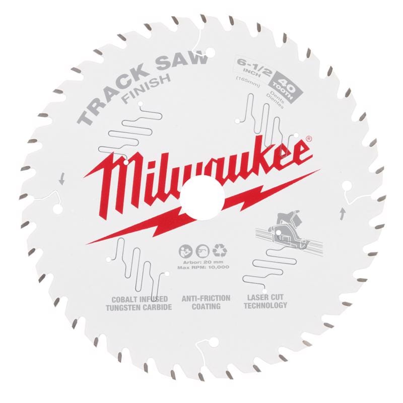 Milwaukee 48-40-0625 6-1/2 in. D X 20 mm Tungsten Carbide Track Saw Blade 40 teeth 1 pk