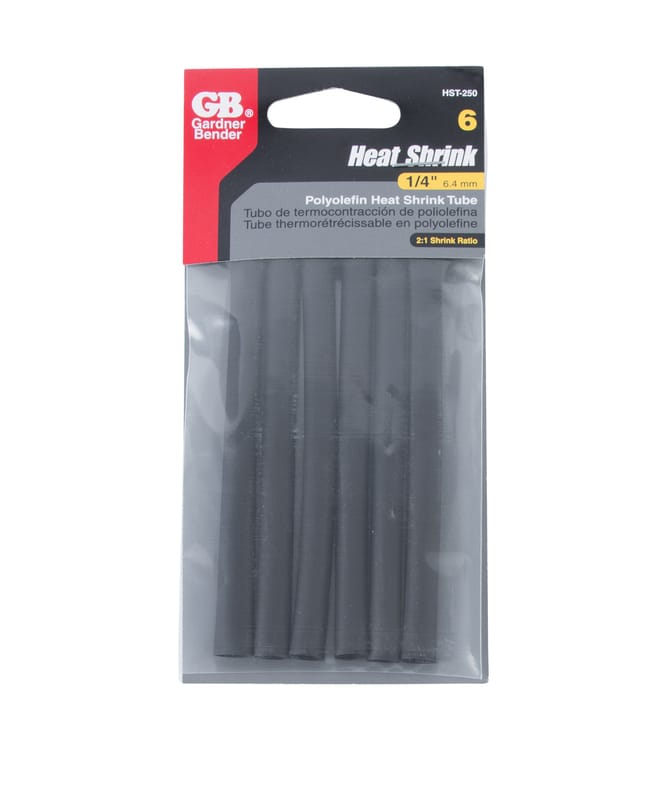 Gardner Bender HST-250 1/4 in. D Heat Shrink Tubing Black 6 pk