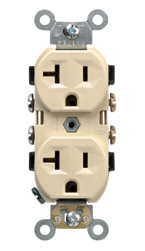 Leviton CBR20-00I 20 amps 125 V Duplex Ivory Outlet 5-20R 1 pk
