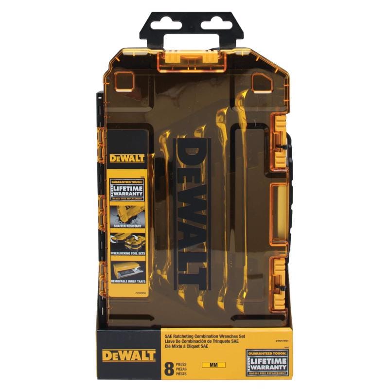 Dewalt DWMT74734 Metric Ratcheting Combination Wrench Set 8 pc
