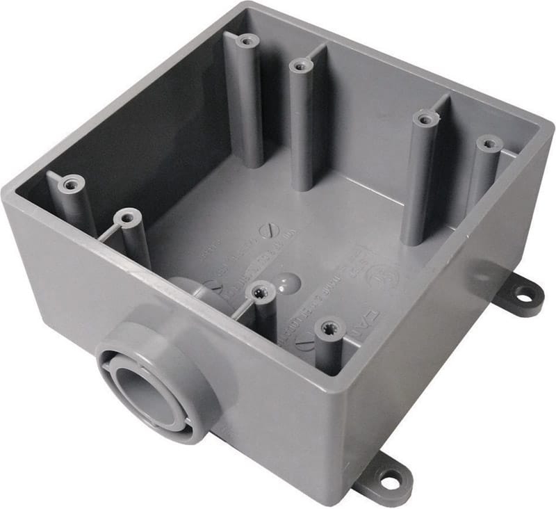 Cantex 5133381U New Work 32 cu in Square PVC 2 gang Outlet Box Gray