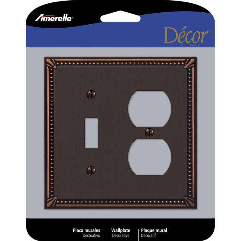 Amerelle 74TDDB Imperial Bead Aged Bronze 2 gang Die-Cast Metal Toggle Wall Plate 1 pk