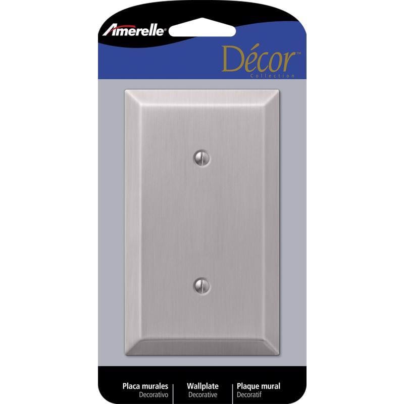 Amerelle 163BBN Century Brushed Nickel 1 gang Stamped Steel Blank Wall Plate 1 pk