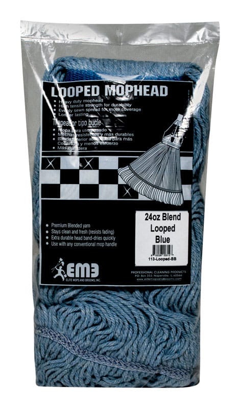 Elite Mops And Brooms 113-LOOPED-BB 24 oz. Looped Cotton/Synthetic Blend Mop Refill 1 pk