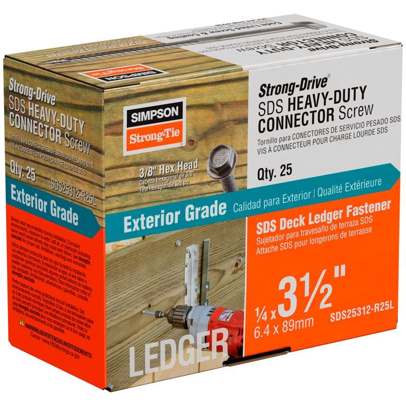 Simpson Strong-Tie SDS25312-R25L Strong-Drive No. 3 Sizes X 3-1/2 in. L Star Hex Head Serrated Structural Screws