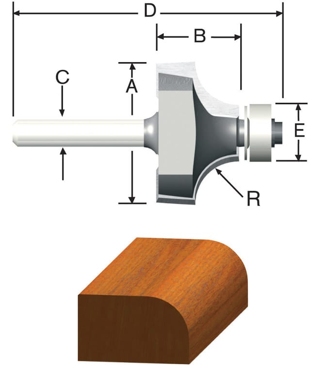 Vermont American 23131 7/8 in. D X 3/16 in. X 2-1/8 in. L Carbide Tipped Round Over Router Bit