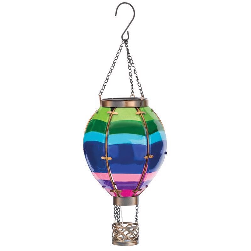 Regal Art & Gift 12769 Multicolored Glass/Metal 15 in. H X 5 in. L X 5 in. W Hot Air Striped Balloon Lante