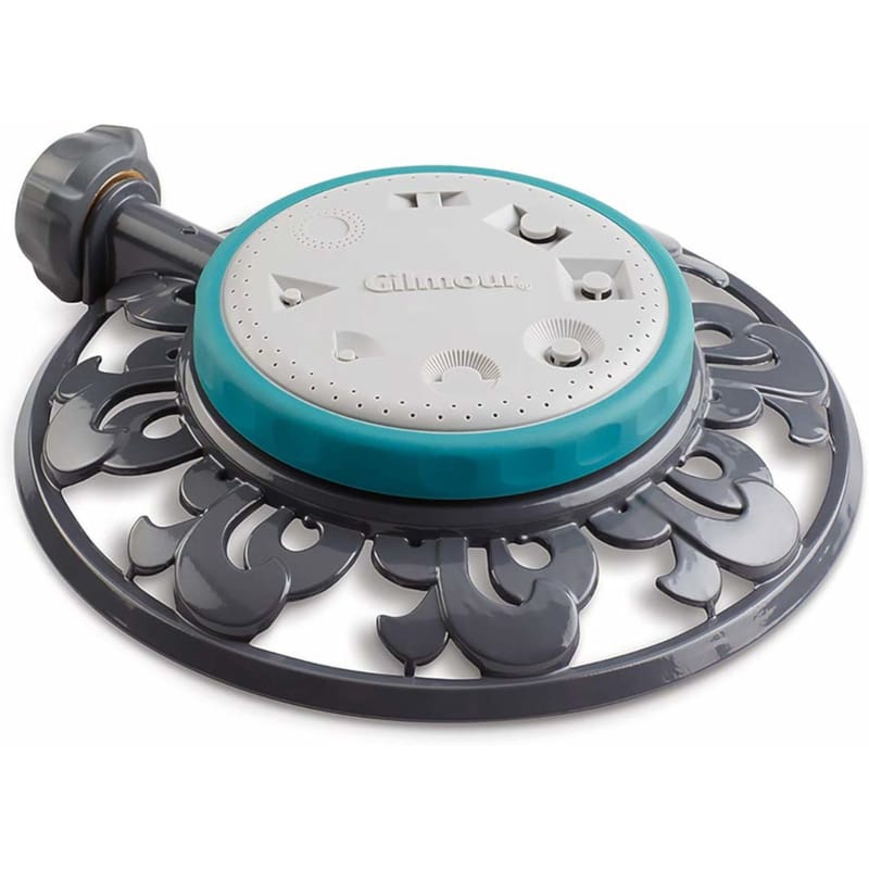 Gilmour 859563-1014 Metal Ring Base 8-Pattern Turret Sprinkler 1225 sq ft 1 pk