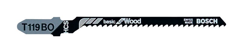 Bosch T119BO 3-1/4 in. Carbon Steel T-Shank Jig Saw Blade 12 TPI 5 pk