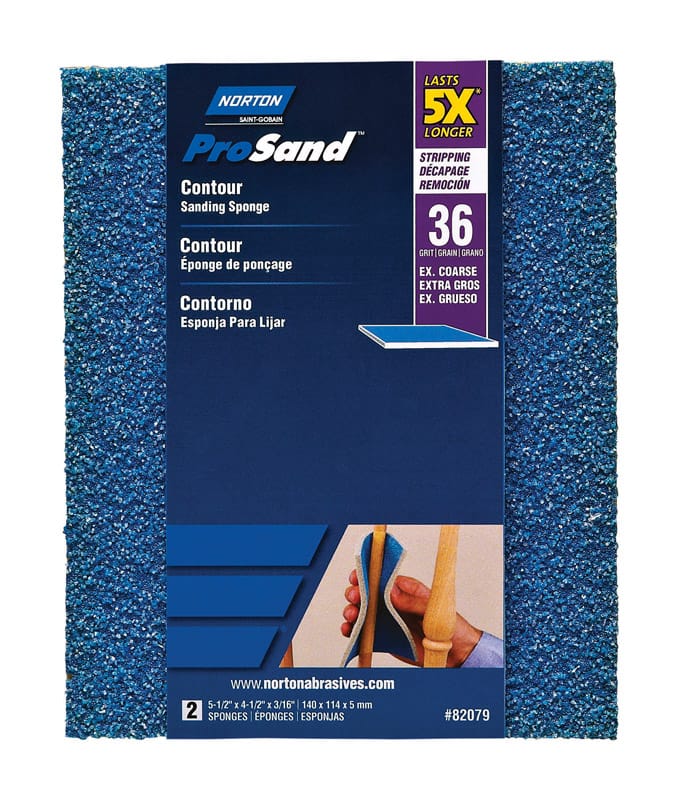 Norton 07660782079 ProSand 5.5 in. L X 4.5 in. W X 0.875 in. 36 Grit Extra Coarse Contour Sanding Sponge