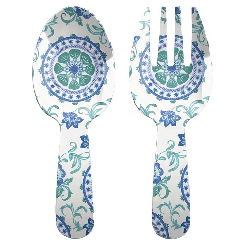 Tarhong PTSS7106SFFL Multicolored Melamine Artisan Salad Server 2 pc