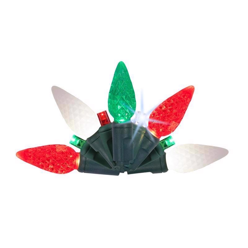 Celebrations C65MM50TRSA Platinum LED C6/Mini Red/Green/Pure White 50 ct String Christmas Lights 25 ft.