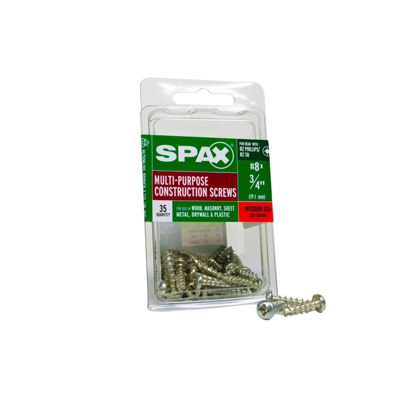 Spax 4111010400202 No. 8 X 3/4 in. L Phillips/Square Zinc-Plated Serrated Multi-Material Screw 35 pk
