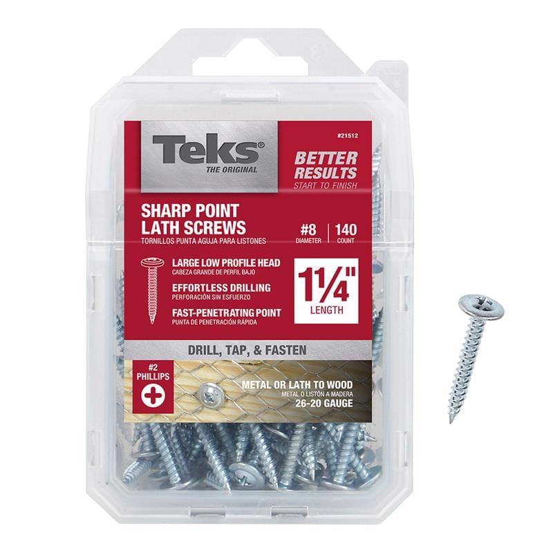 Teks 21512 No. 8 in. X 1-1/4 in. L Hex Drive Truss Head Self Tapping Lath Screws