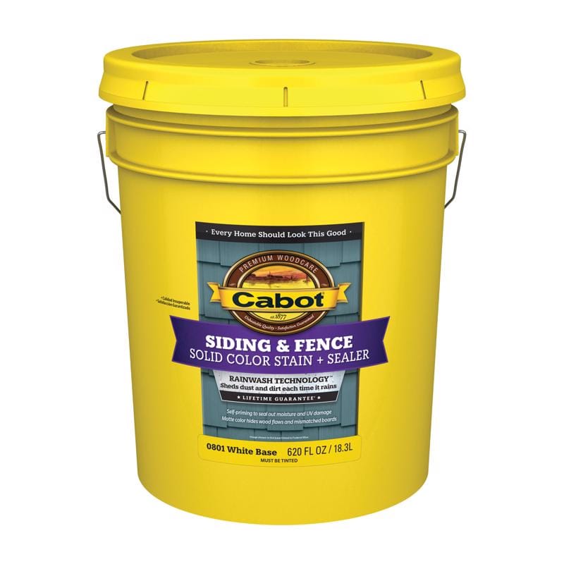 Cabot 140.0000801.008 Siding & Fence Solid Tintable White Base Water-Based Acrylic Stain and Sealer 5 gal