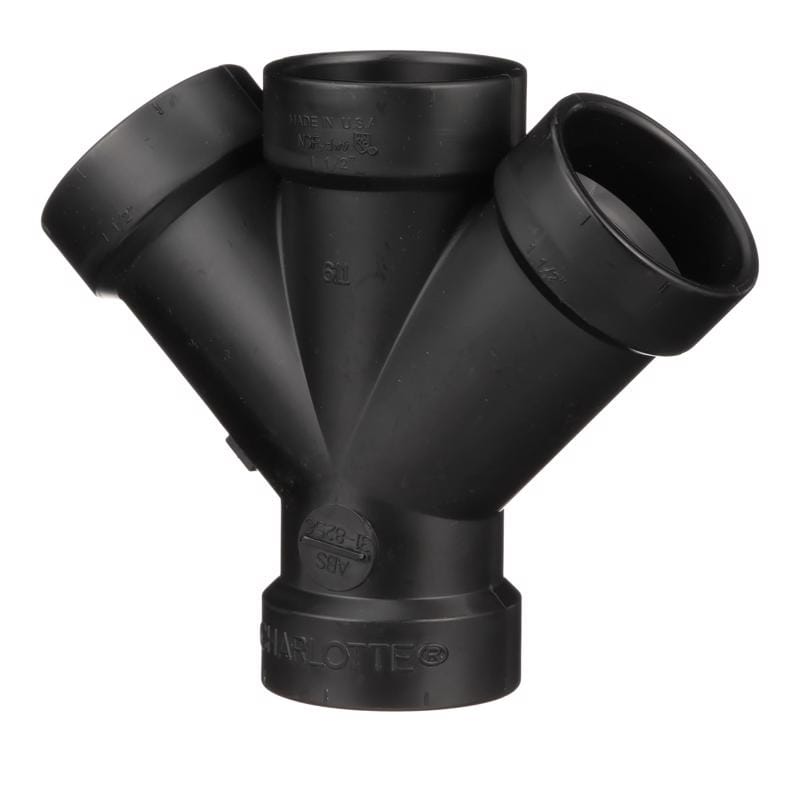 Charlotte Pipe ABS006110600HA 1-1/2 in. Hub X 1-1/2 in. D Hub ABS Double Wye