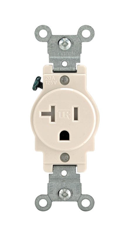 Leviton T5020-0TS 20 amps 125 V Single Light Almond Outlet 5-20R 1 pk