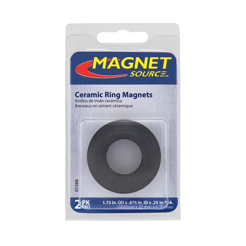 Magnet Source 07288 .225 in. L X 1.75 in. W Black Magnet Rings 2.1 lb. pull 2 pc