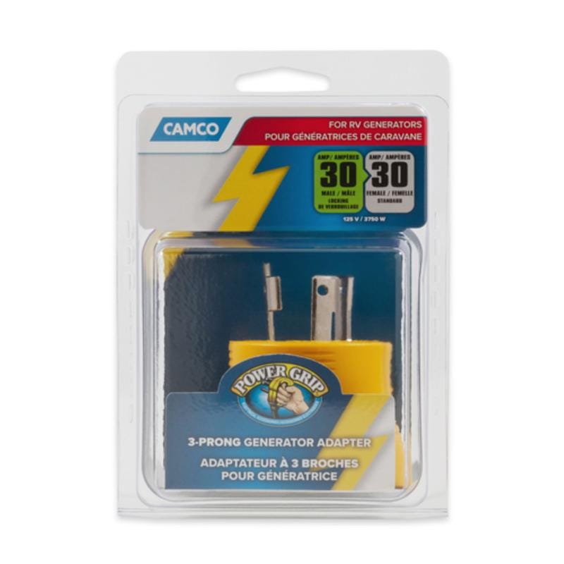 Camco 55333 Power Grip 2.1 in. 30 amps RV Generator Adapter 30 AMP 1 pk