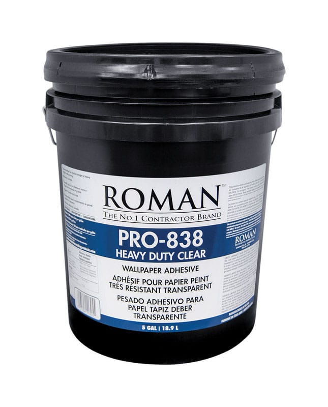 Roman 11305 PRO-838 Heavy Duty Clear High Strength Modified Starches Clear Wallpaper Adhesive 5 gal