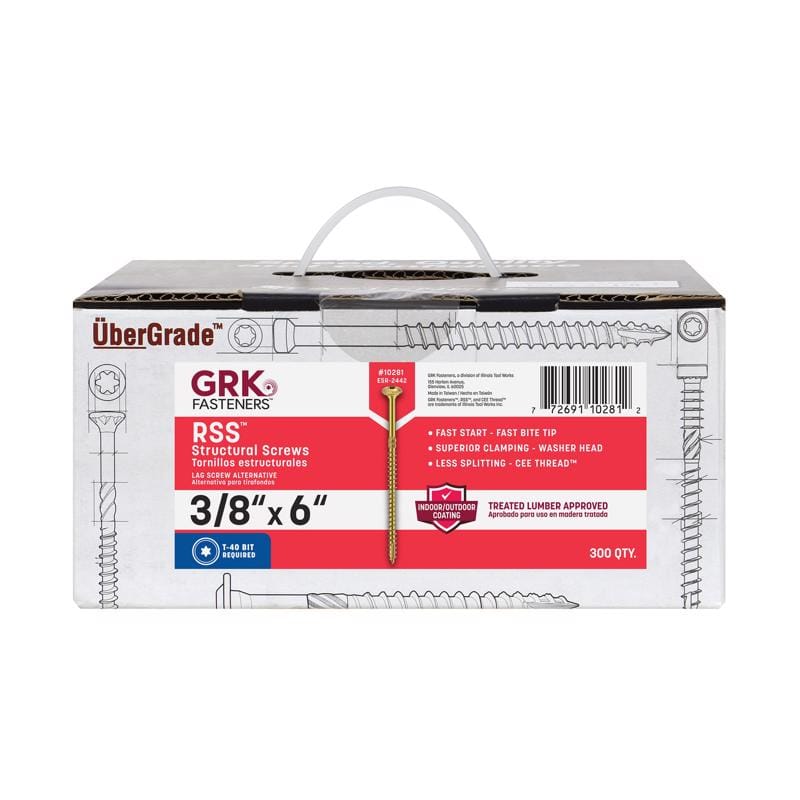 GRK Fasteners 10281 3/8 in. in-lb X 6 in. L Star Hex Head W-Cut Structural Screws