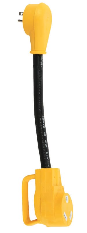 Camco 55163 Power Grip 12 in. 30 amps RV Electrical Dogbone Adapter 15-30A 1 pk