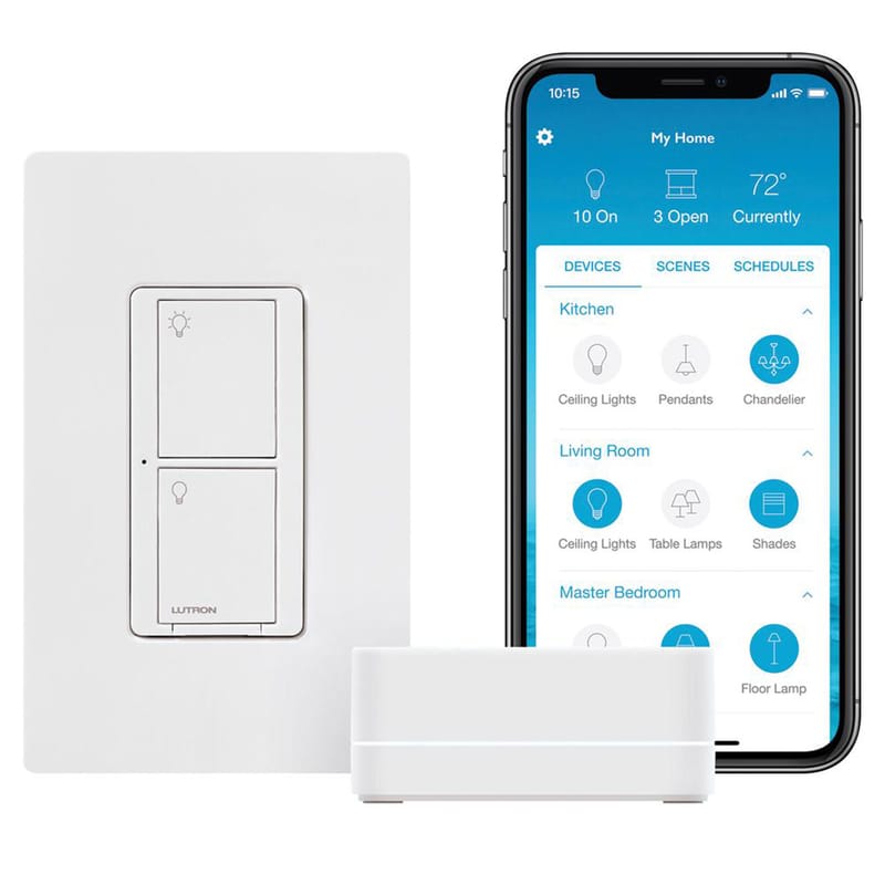 Lutron P-BDG-PKG1WS Caseta 5 amps Single Pole 3-Way Smart-Enabled Dimmer Switch White 1 pk