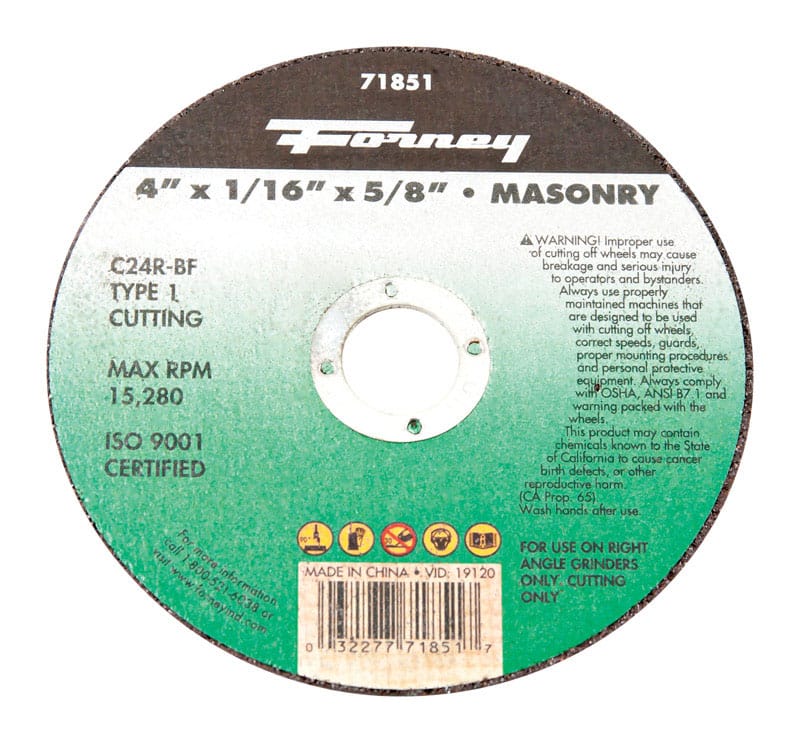 Forney 71851 Cutting Wheel Masonry Type 14X1/16X5/8