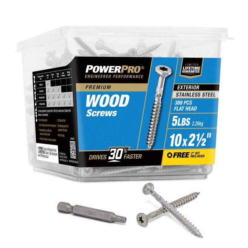 Hillman 48627V4 Power Pro No. 10 Ga. X 2-1/2 in. L Stainless Steel Star Flat Head Premium Deck Screws 5 lb 3