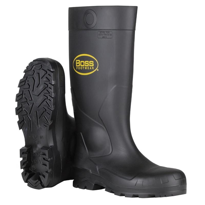 Boss B382-8105/9 Unisex PVC Plain Boots Black 9 US Waterproof 1 pair 16 in.