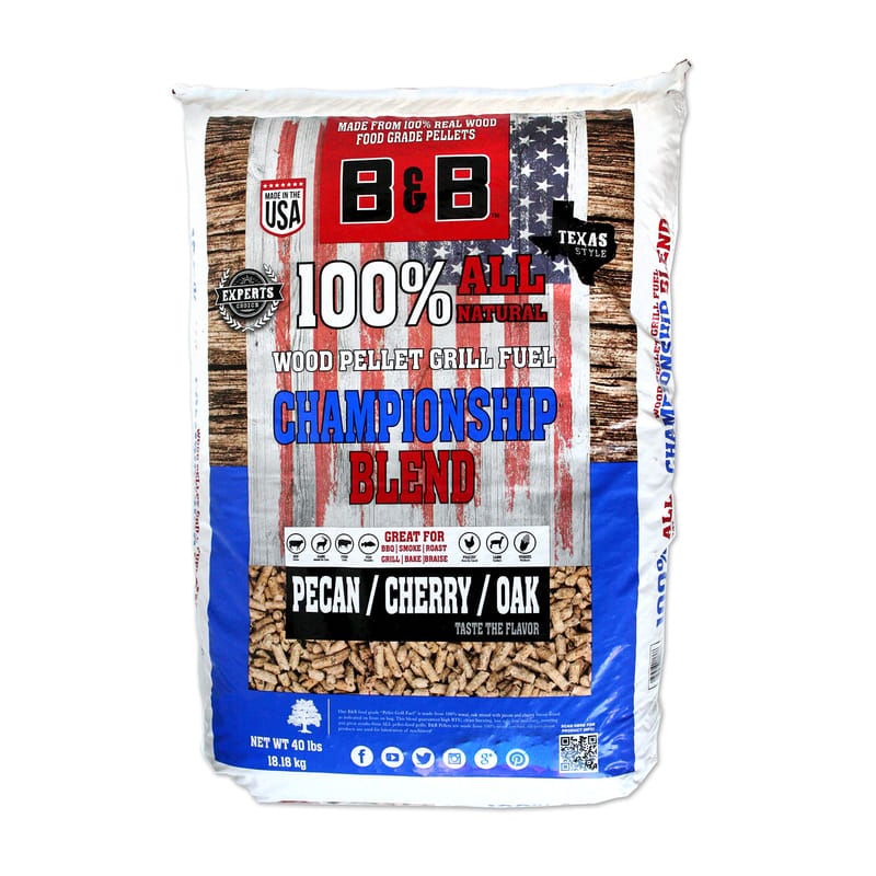 B&B Charcoal 00136 Championship Blend Hardwood Pellets All Natural Cherry/Oak/Pecan 40 lb