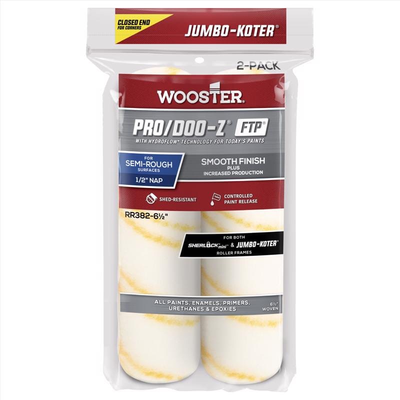 Wooster RR382-6 1/2 Pro/Doo-Z Woven 6.5 in. W X 1/2 in. Jumbo Paint Roller Cover 2 pk