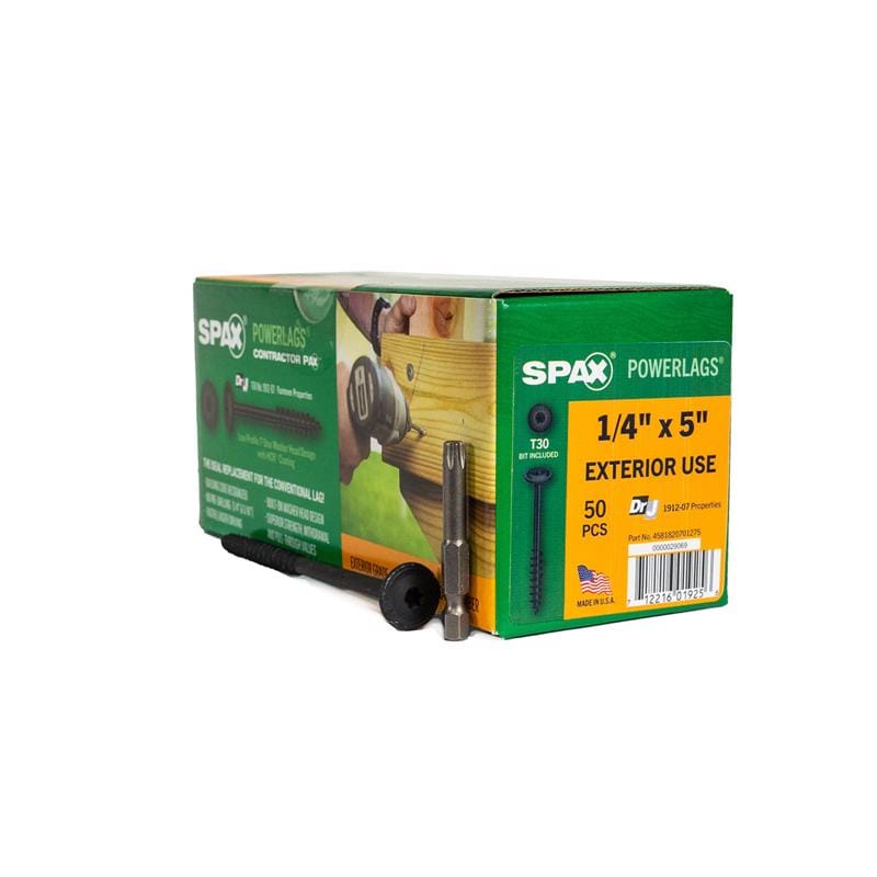 SPAX 4581820701275 PowerLags 1/4 in. in. X 5 in. L T-30 Washer Head Serrated Structural Screws