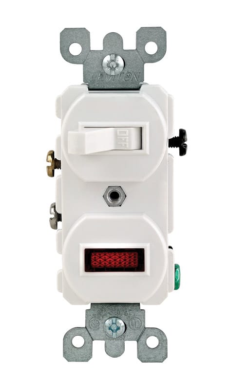 Leviton 05226-0WS 15 amps Single Pole Combination Switch w/ Pilot White 1 pk