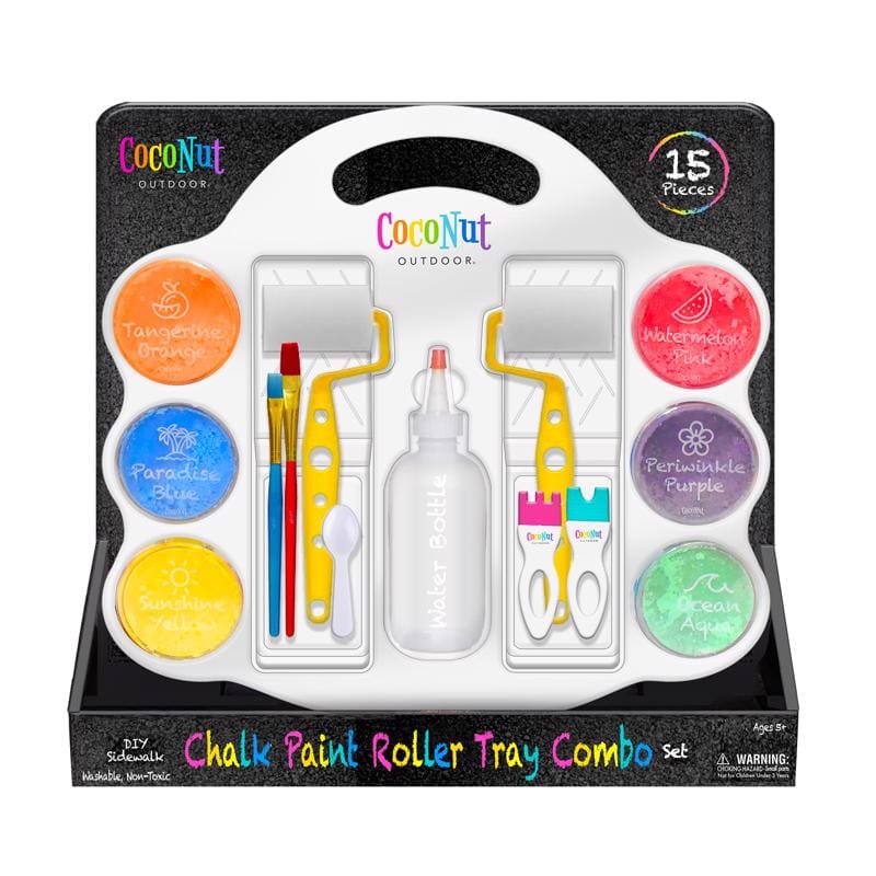 Coconut Outdoor 37512 DIY Sidewalk Chalk Paint Roller Tray Set Multicolored 17 pc