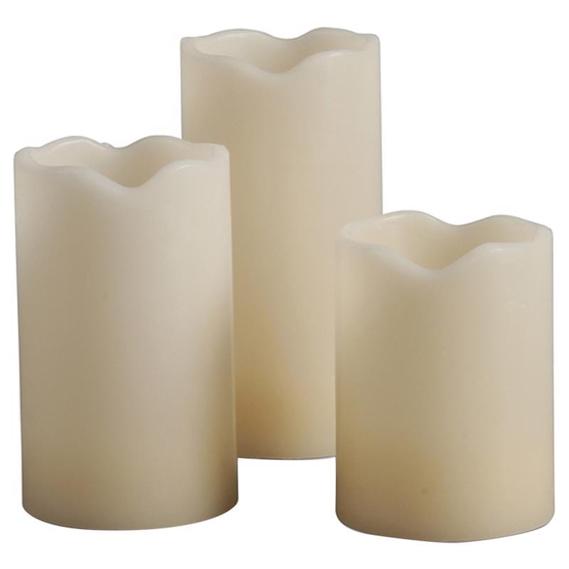 Gerson 29980 Everlasting Glow Bisque Vanilla Scent Melted Edge Pillar Flameless Flickering Candle