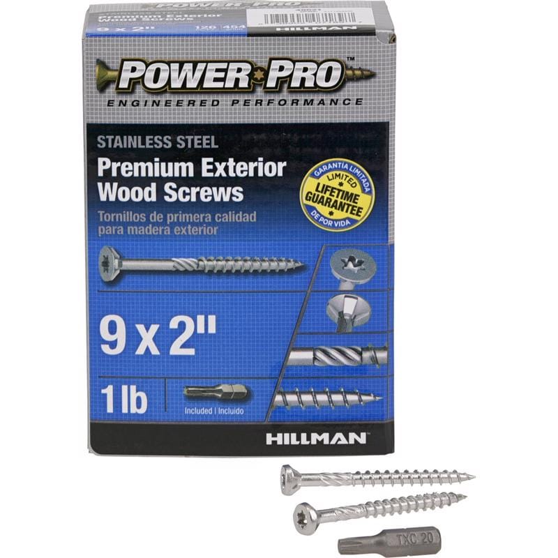 Hillman 48621V4 Power Pro No. 9 Ga. X 2 in. L Stainless Steel Star Flat Head Exterior Deck Screws 1 lb 126 p