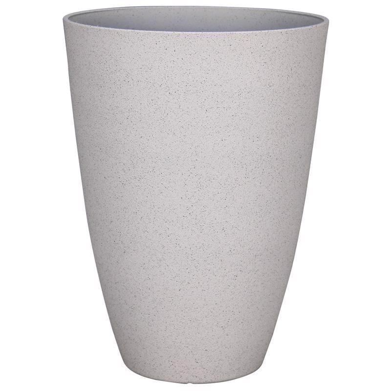 L&G PVC2016SWI 21.9 in. H X 16 in. D Polyresin Speckle Tall Planter White